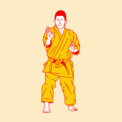 Simple cartoon illustration of karate martial arts 2
