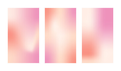 Set of retro gradient backgrounds. Modern vector illustration. Soft blur card. Pastel minimalist backdrop for social media, business card or website design.