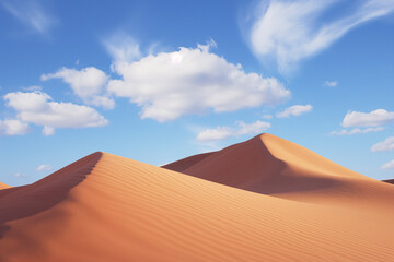 Fototapeta na wymiar desert landscape in a blue sky with sand dune and clouds