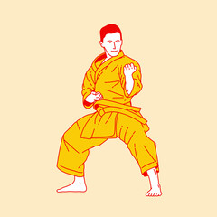 Simple cartoon illustration of karate martial arts 5