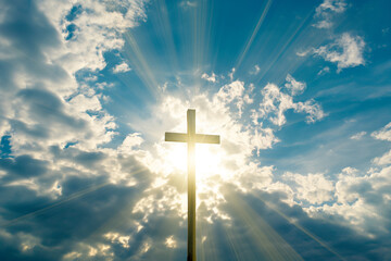 cross shining on a bright cloudy sky