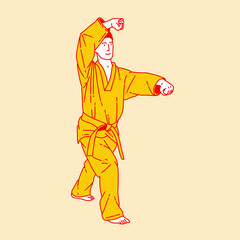 Simple cartoon illustration of karate martial arts 6