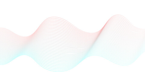 Modern abstract red wave digital geometric Technology, data science frequency gradient lines on transparent background. Isolated on blue and white background. gray and white wavy stripes background.