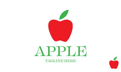 Red Apple Logo Design Template With Green Leaf. Fruit Logo.