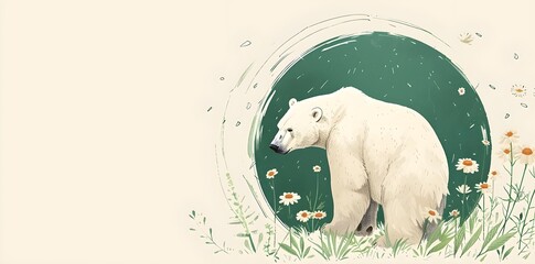 A Polar Bear's Journey Through Flowers