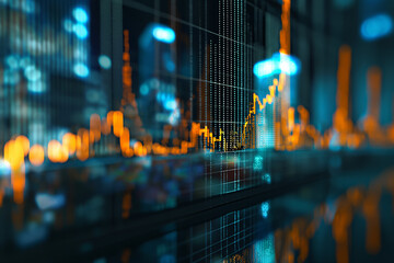 stock market and financial graphs on two screens at night ffb066x1