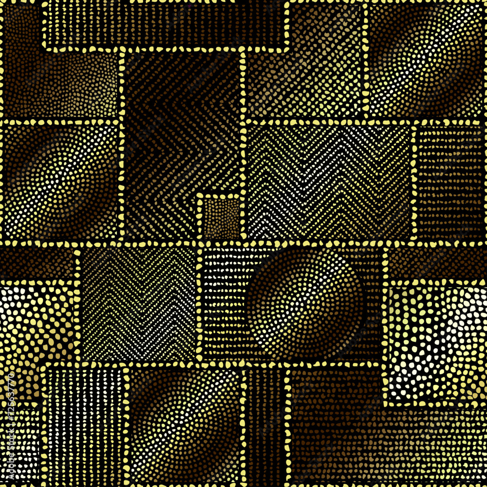 Poster Grunge random polka dot Vector Seamless Pattern made in ethnic style. African traditional design. Creative boho pattern.