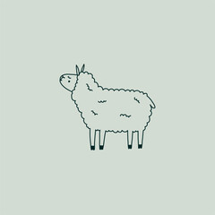 Handmade Farm Cute Sheep Logo for Business Branding, Packaging, Websites Design and Creative Studio. Hand Drawn Vector Minimalist Illustration