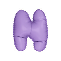 3D pastel lavender color helium balloon letter N