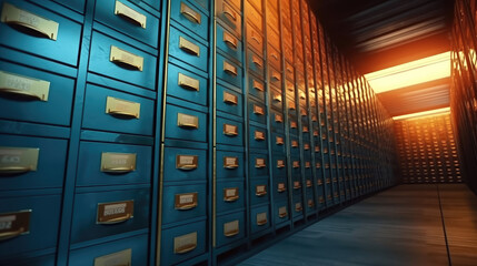 Filing cabinet for storing document archives - obrazy, fototapety, plakaty