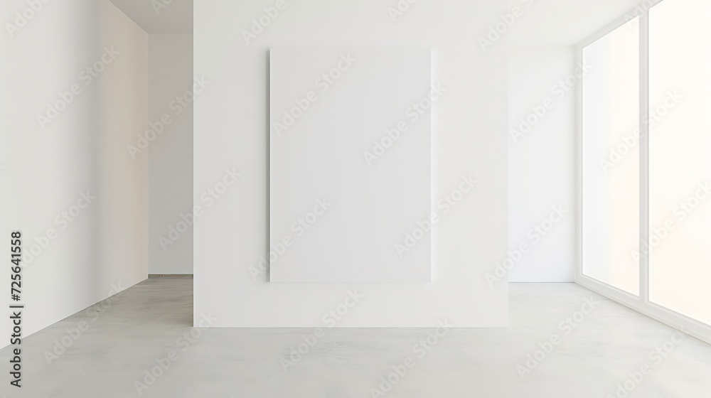Poster generative ai : empty white room with blank canvas poster mockup
