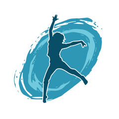 Silhouette of a female ballet dancer in action pose. Silhouette of a ballerina girl dancing pose.
