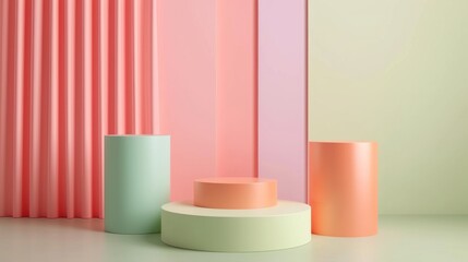 Display podium design for mock up and product presentation pastel color scene