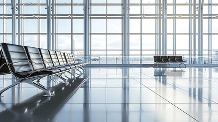 Generative AI : Waiting area with seats in new airport terminal