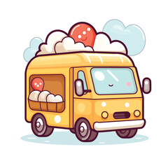 kawaii ice cream truck vector illustration