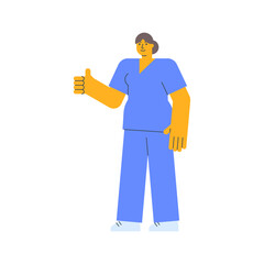 Nurse shows thumbs up and smiles