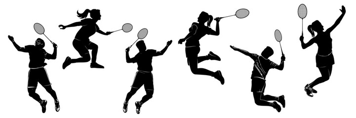 Fototapeta na wymiar silhouette of a badminton