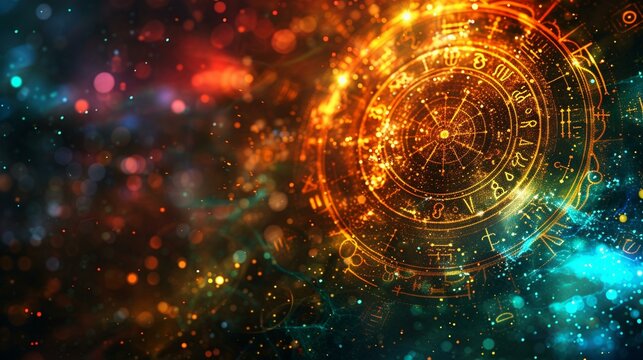 An artistic portrayal of the four elements in perfect equilibrium, reflecting the delicate balance of energies within the zodiac signs. ,[horoscope circle with the signs of the zod