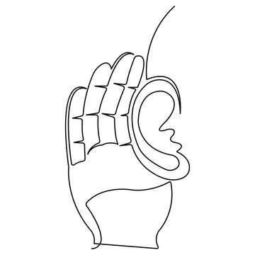 recommend clip art: Continuous single line art drawing of human ear outline vector illustration