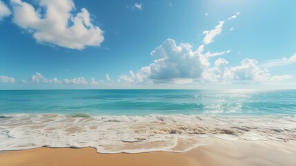 Fototapeta na wymiar Panoramic beautiful seascape with cloud on a sunny day.