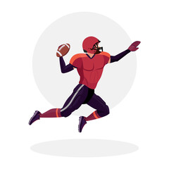 Illustration of an American football player. Football player. American football. Guy playing football.