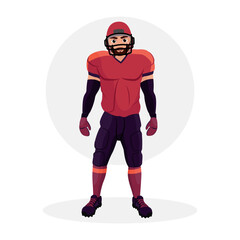 Illustration of an American football player. Football player. American football. Guy playing football.