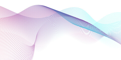 Modern abstract blue wave digital geometric Technology, data science frequency gradient lines on transparent background. Isolated on blue and white background. gray and white wavy stripes background.