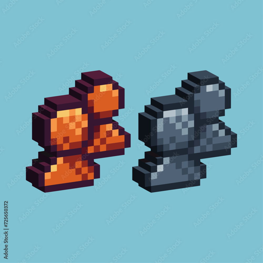 Poster isometric pixel art 3d of people profile icon for items asset. profile person icon on pixelated styl