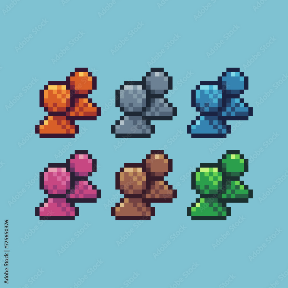 Poster pixel art sets icon of people icon variation color. people profile icon on pixelated style. 8bits pe
