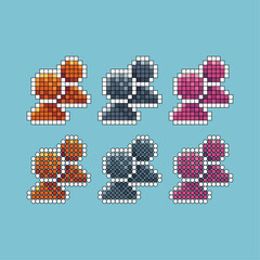 Pixel art stroke sets icon of people variation color. People profile icon on pixelated style. 8bits perfect for game asset or design asset element for your game design. Simple pixel art icon asset.