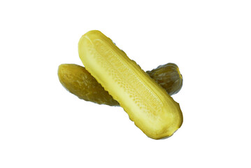 Pickled cucumber isolated on transparent background.
