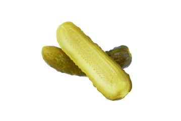 Pickled cucumber isolated on transparent background.
