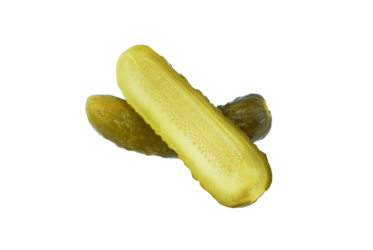 Pickled cucumber isolated on transparent background.