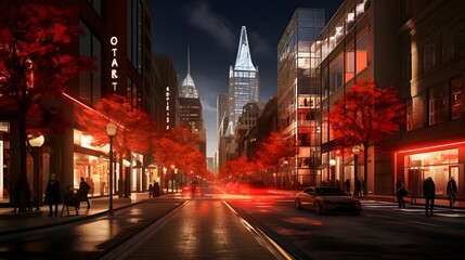 Fototapeta na wymiar View of the street in New York City.