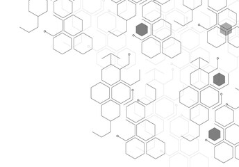 Abstract hexagon chemical pattern design,Molecular background - obrazy, fototapety, plakaty