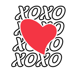 Valentines Retro Sublimation T shirt,  Xoxo