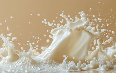 Realistic milk splash, splashing in milk pool.