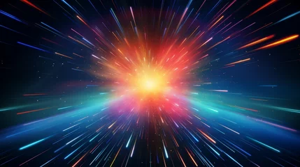 Foto op Plexiglas anti-reflex A colorful disco light explosion with spiral light beam © porpon35
