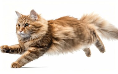 Obraz premium A jumping cat isolated on white background.