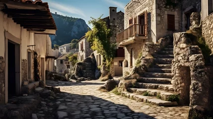 Foto op Canvas Streets, houses, ruins and fortress walls of the old town Bar. Europe. Montenegro © Ziyan Yang
