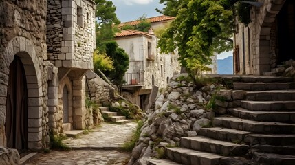 Fototapeta na wymiar Streets, houses, ruins and fortress walls of the old town Bar. Europe. Montenegro