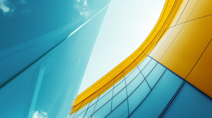 Obraz premium Ultramodern Facade of Sustainable Smart Building. Architecture Fashion, Minimal Design, Transparent Solar Panels. Business Center, Public Venue, Museum, Congress Hall. Success, Innovation, Inspiration