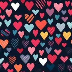 Chic Geometric Hearts with seamless pattern and background