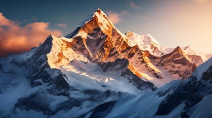 Beautiful panoramic view of snow-capped mountains at sunset