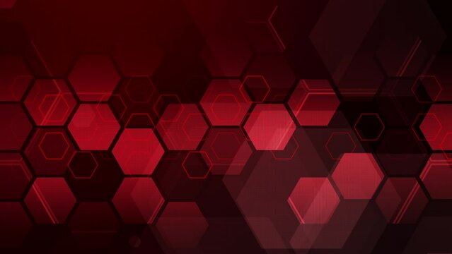 Abstract dark hexagon pattern on red loop background technology style. Modern futuristic honeycomb concept.