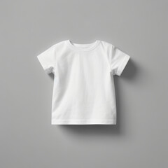 Blank white cotton newborn baby top t-shirt mock-up template design.cute little boy girl child isolated infant toddler shirt clothing fashion apparel wooden store mockup illustration.