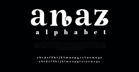 Anaz Abstract minimal modern alphabet fonts. Typography technology vector illustration