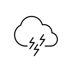Thunder cloud outline icons, minimalist vector illustration ,simple transparent graphic element .Isolated on white background