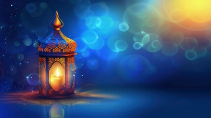 Ramadan traditional lamps on abstract glow bokeh background- ramadan lantern on bokeh background for holy month of muslim festive ramadan kareem 