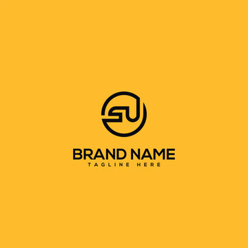 Abstract monogram letter SU US logo design template - vector.